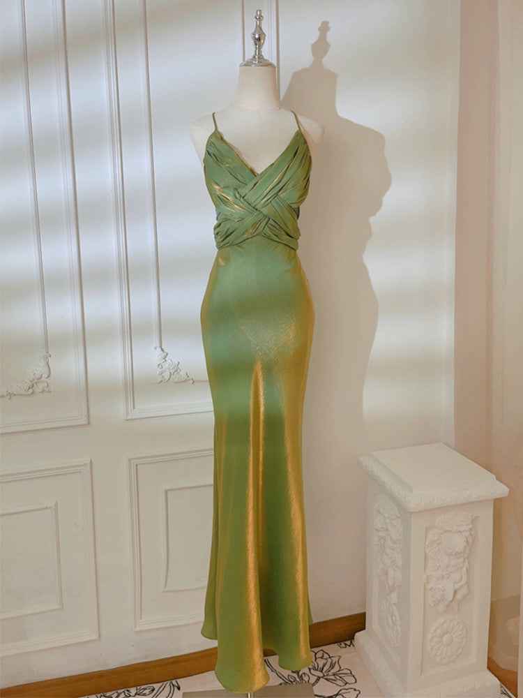 Sage Green Tea Length Lace Corset Wedding Guest Dress Prom Dress
