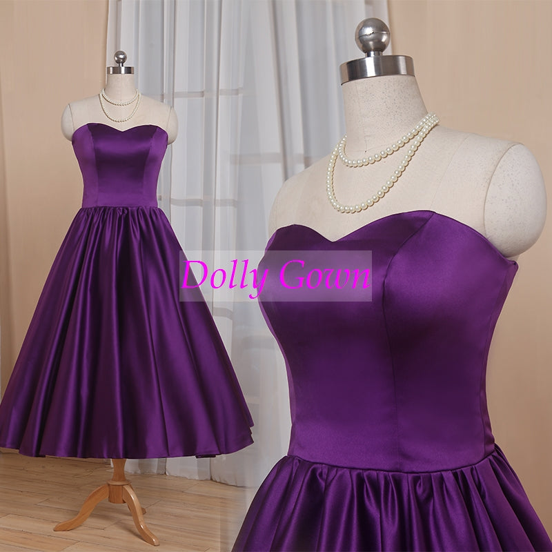 Dark Purple Knee Length Dresses