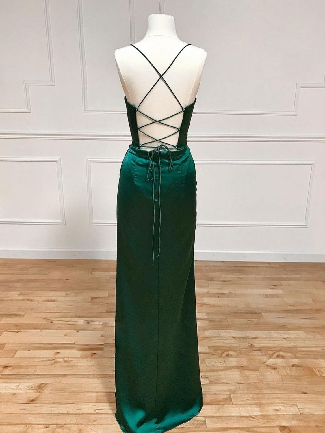 Emerald Green Crisscross Straps Backless Sheath Prom Dress Evening Dress