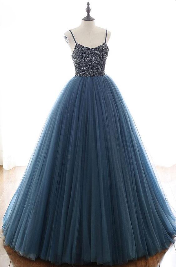 blue poofy prom dresses