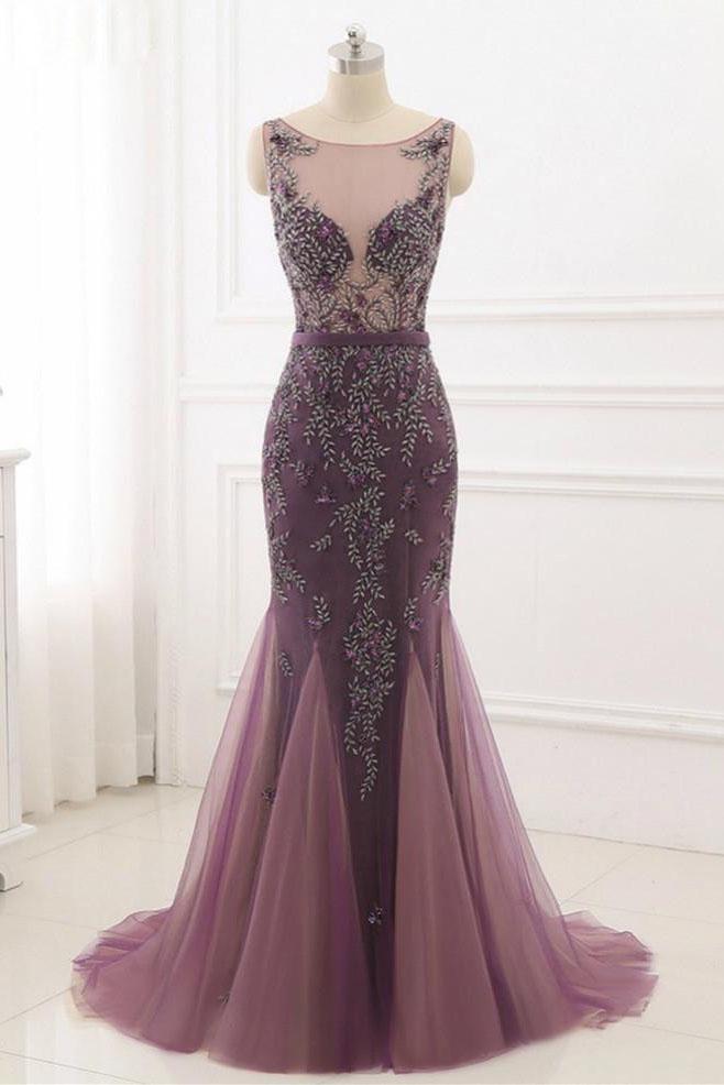 Plum mermaid prom store dress