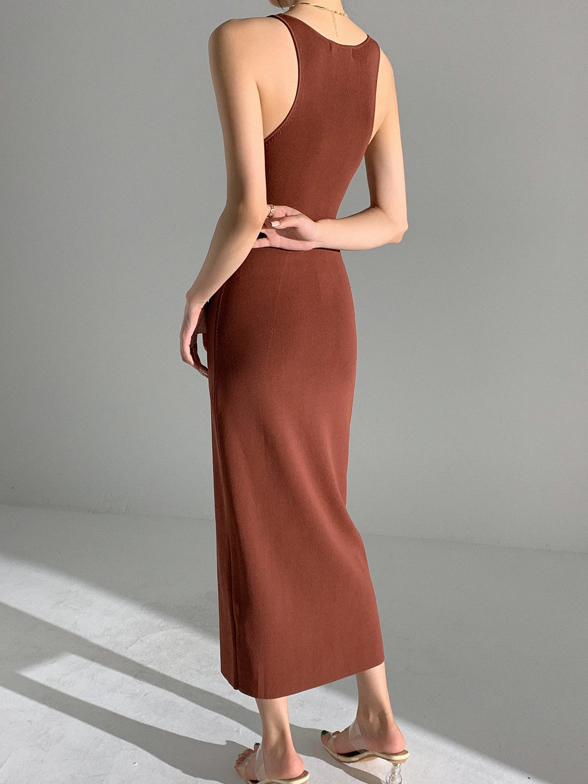 Brown Sleeveless Dress