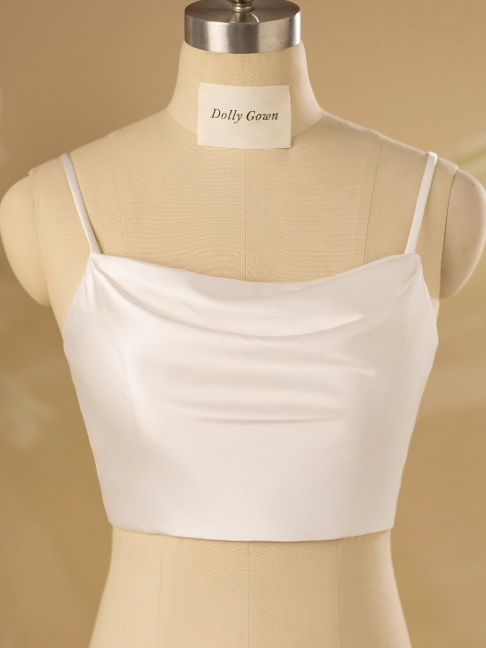 Dominique Casual Spaghetti Straps Cowl Neck Bridal Crop Top - DollyGown