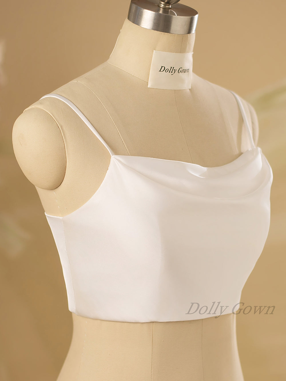 Dominique Casual Spaghetti Straps Cowl Neck Bridal Crop Top - DollyGown