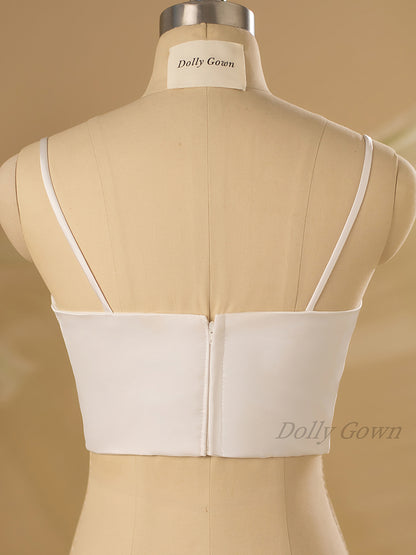 Dominique Casual Spaghetti Straps Cowl Neck Bridal Crop Top - DollyGown