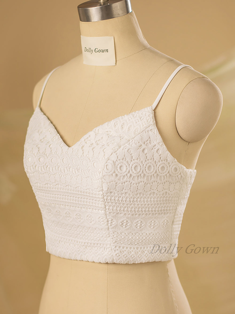 Spaghetti Straps Lace Bridal Top - DollyGown