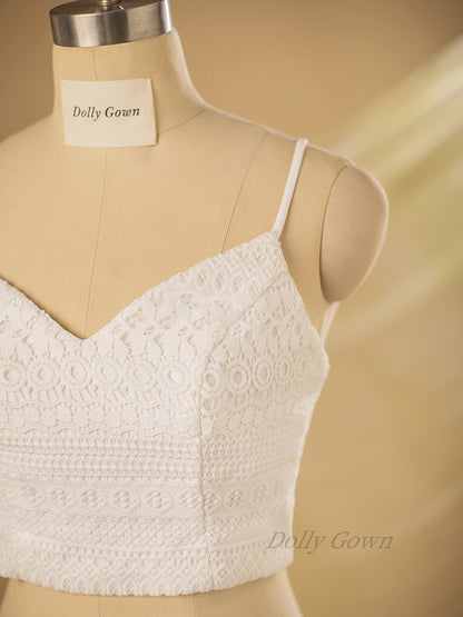 Spaghetti Straps Lace Bridal Top - DollyGown