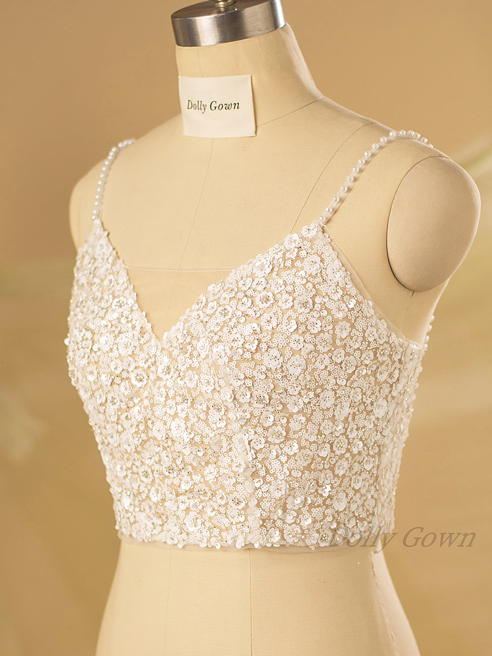 Kimdwell Floral Sequins Spaghetti Straps Bridal Tops 