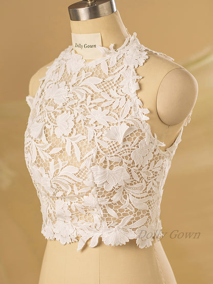 Halter Neck Lace Bridal Top - DollyGown