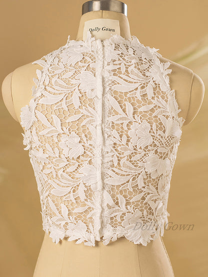 Halter Neck Lace Bridal Top - DollyGown