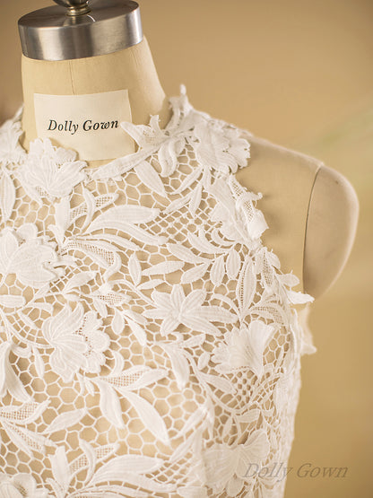 Halter Neck Lace Bridal Top - DollyGown