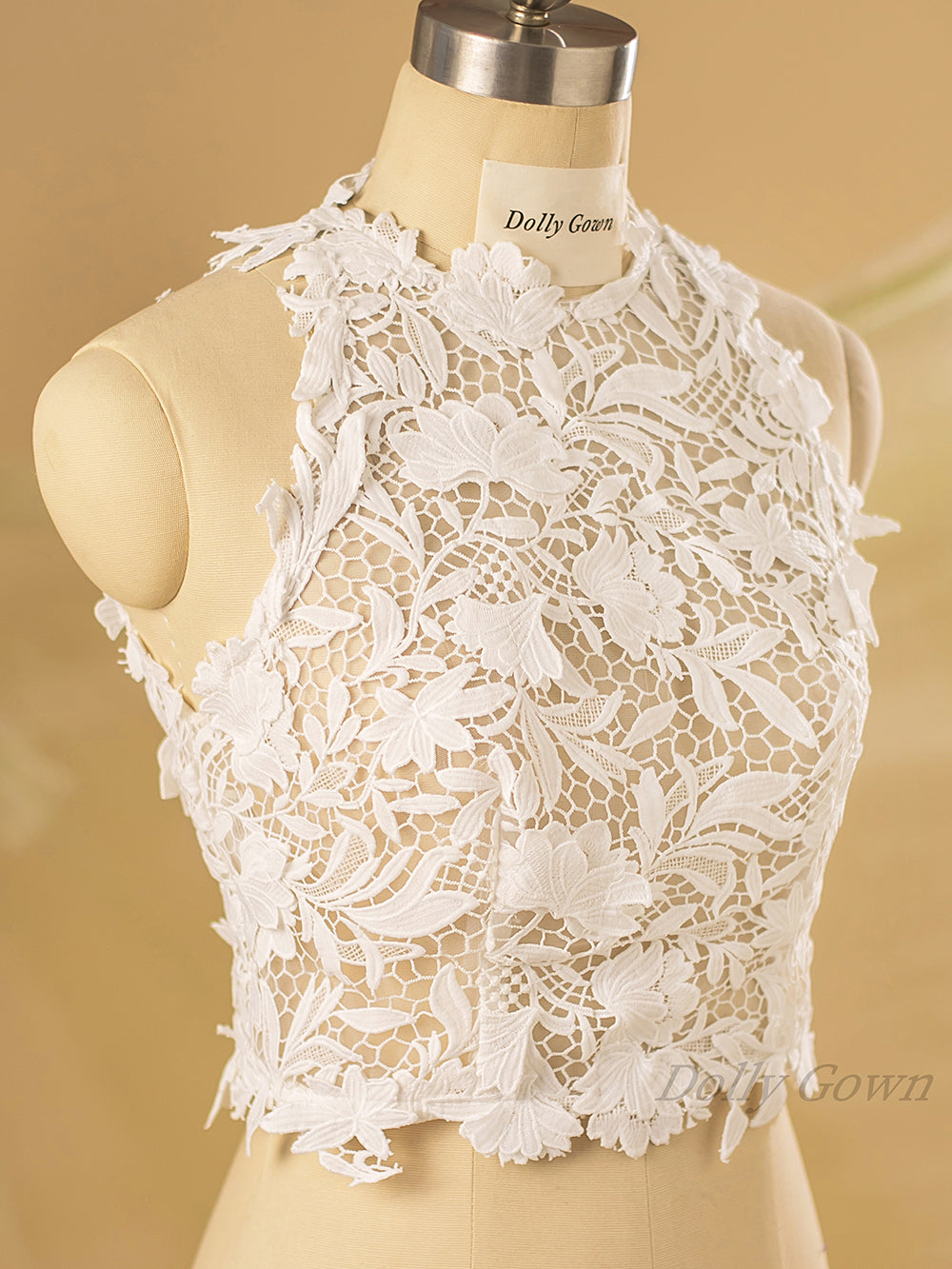 Halter Neck Lace Bridal Top - DollyGown