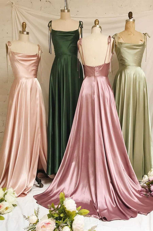 Sweet A-line Cowl Neck Slip Bridesmaid Dresses - DollyGown