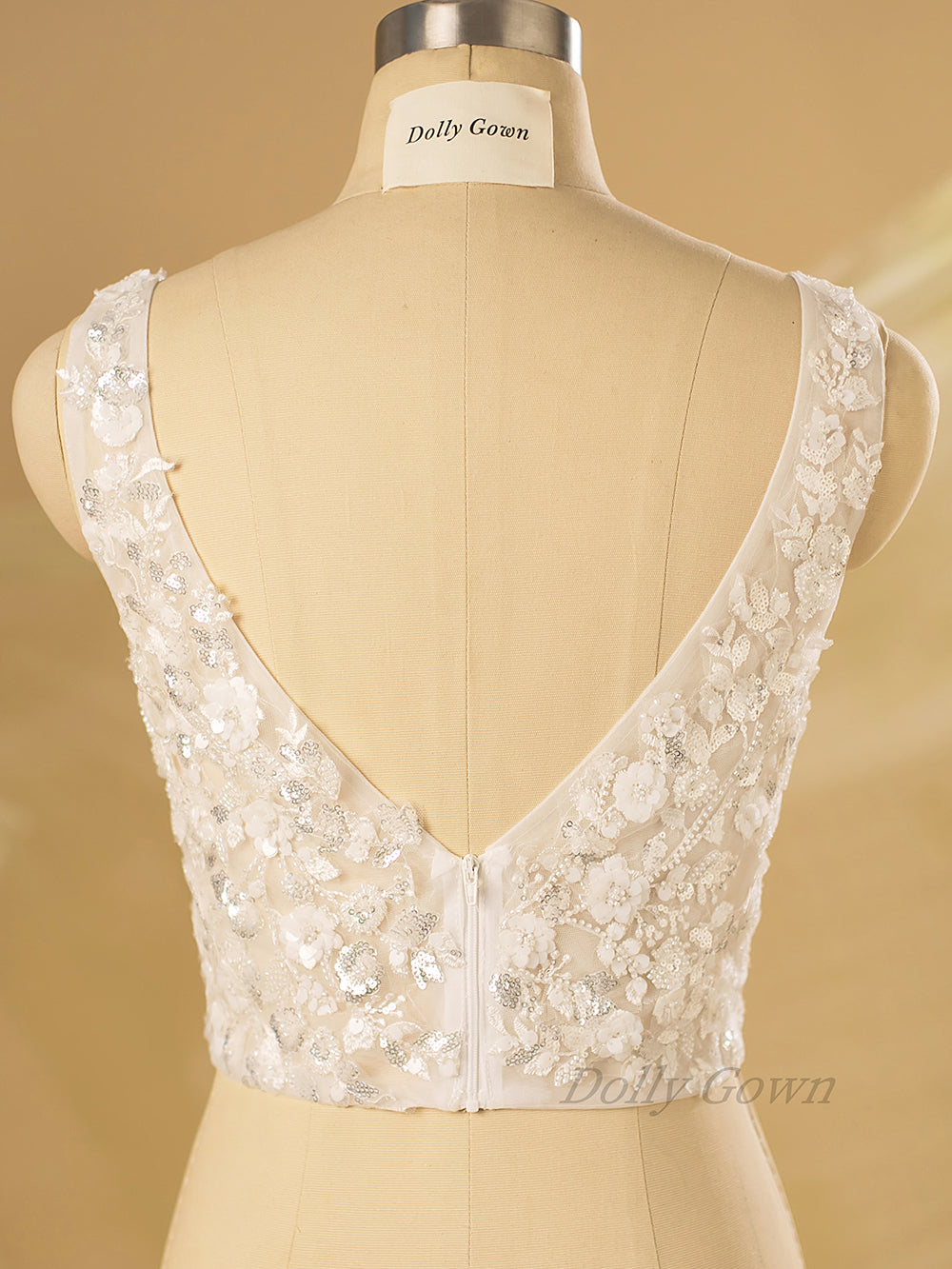 Petra Sparkly V Neck Beaded Bridal Top