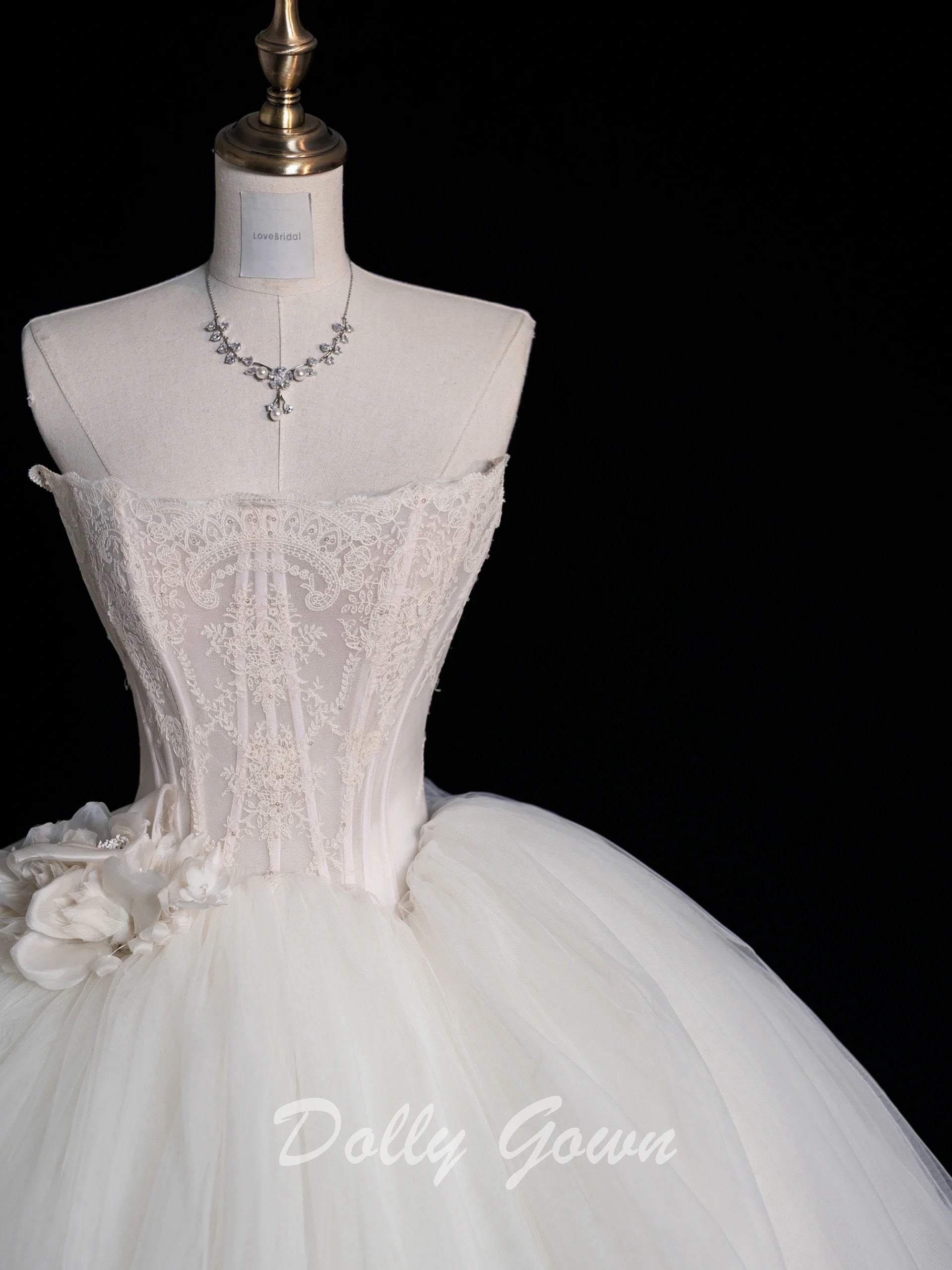 Princess Strapless Sheer Corset Ball Gown Wedding Dress