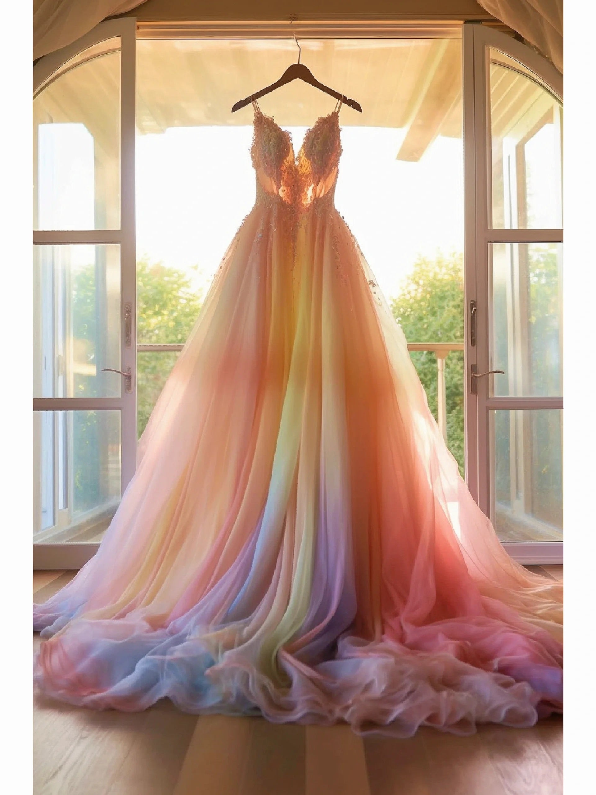 A Pastel Lace Wedding Gown For This Sophisticated Rainbow