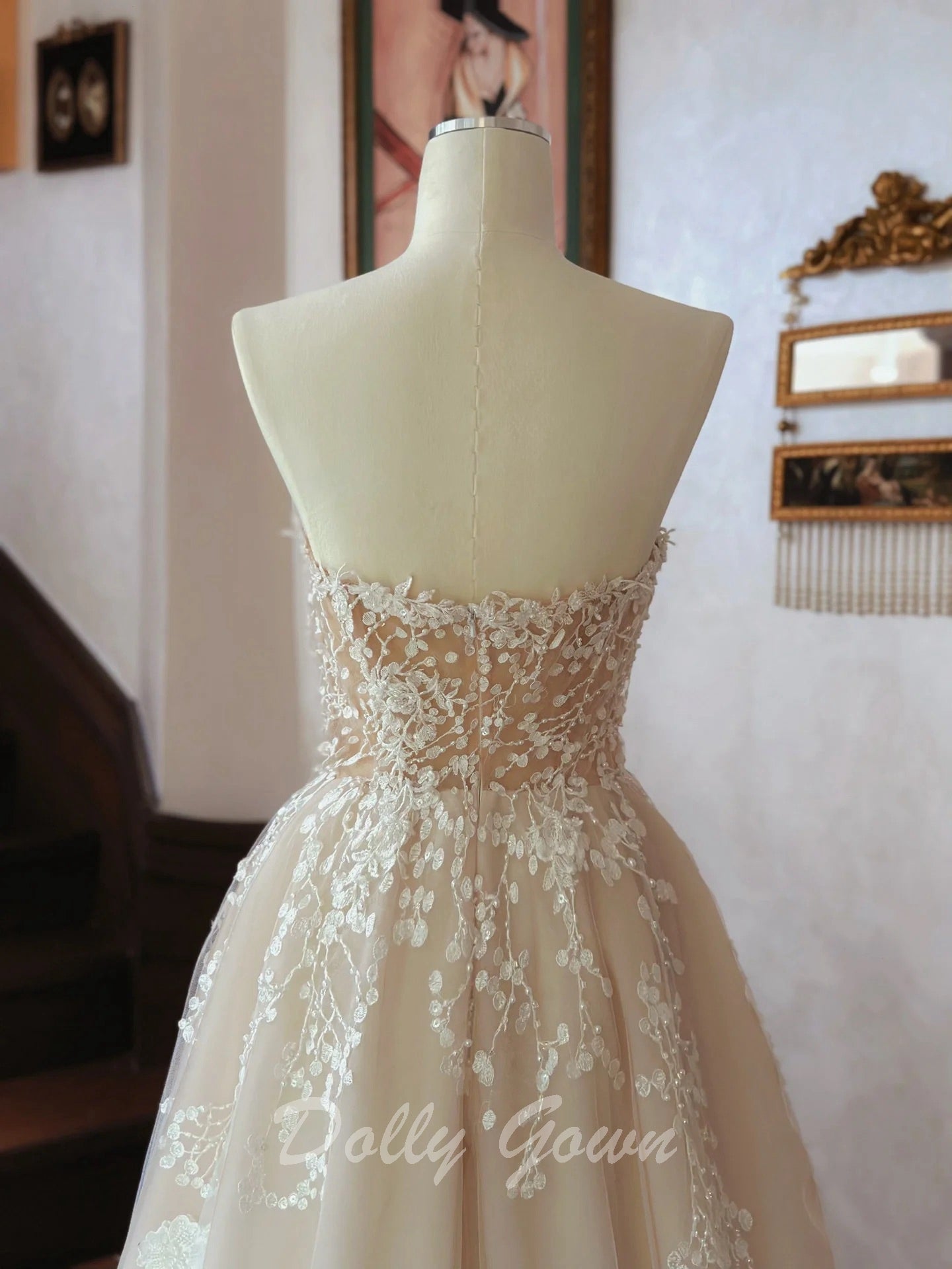 Champagne short 2024 wedding dress