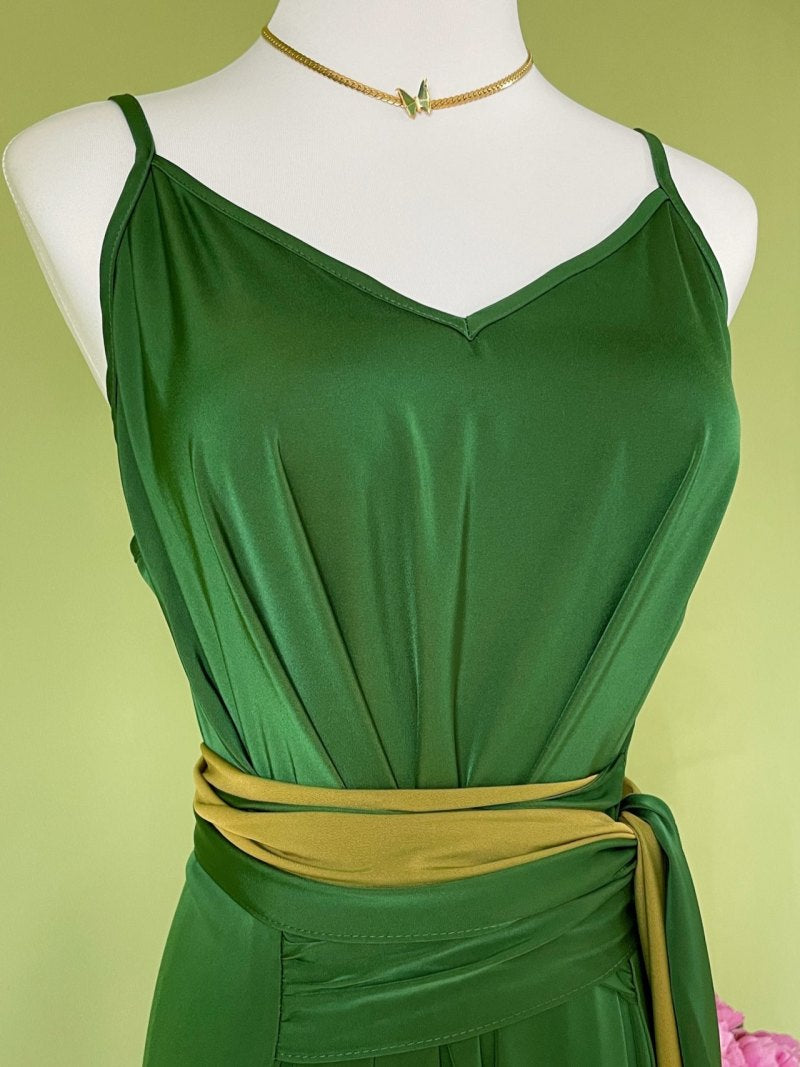 Tie Waist Green Summer Maxi Dress - DollyGown