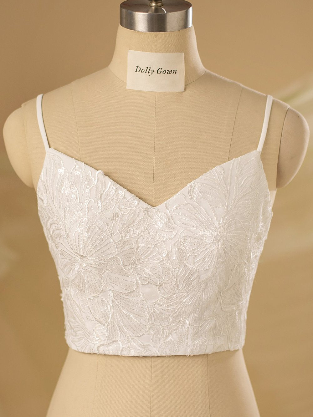 Tifffanie Spaghetti Straps Lace Bridal Top - DollyGown