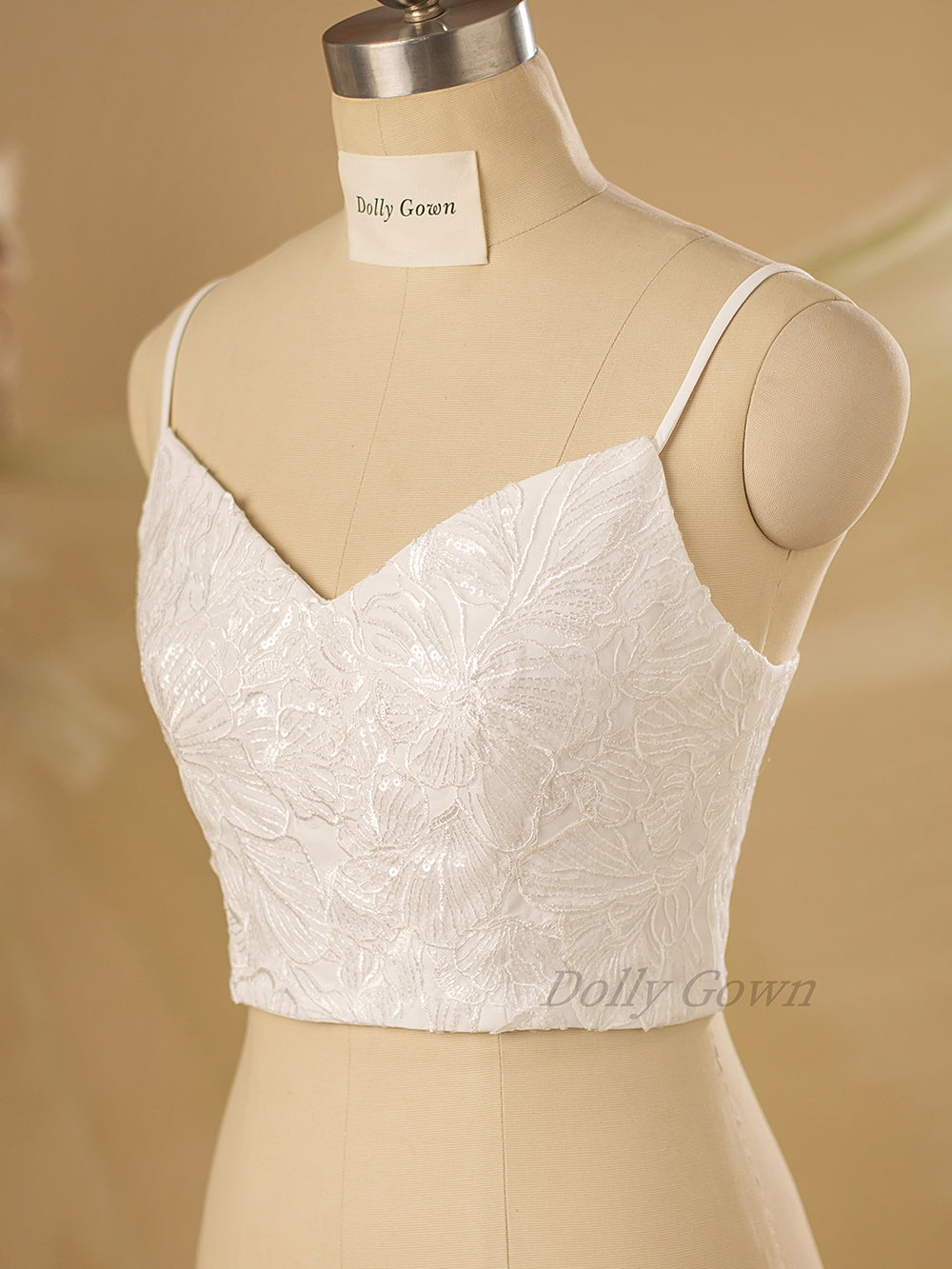 Tifffanie Spaghetti Straps Lace Bridal Top - DollyGown