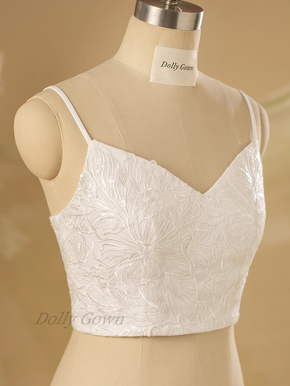 Tifffanie Spaghetti Straps Lace Bridal Top - DollyGown