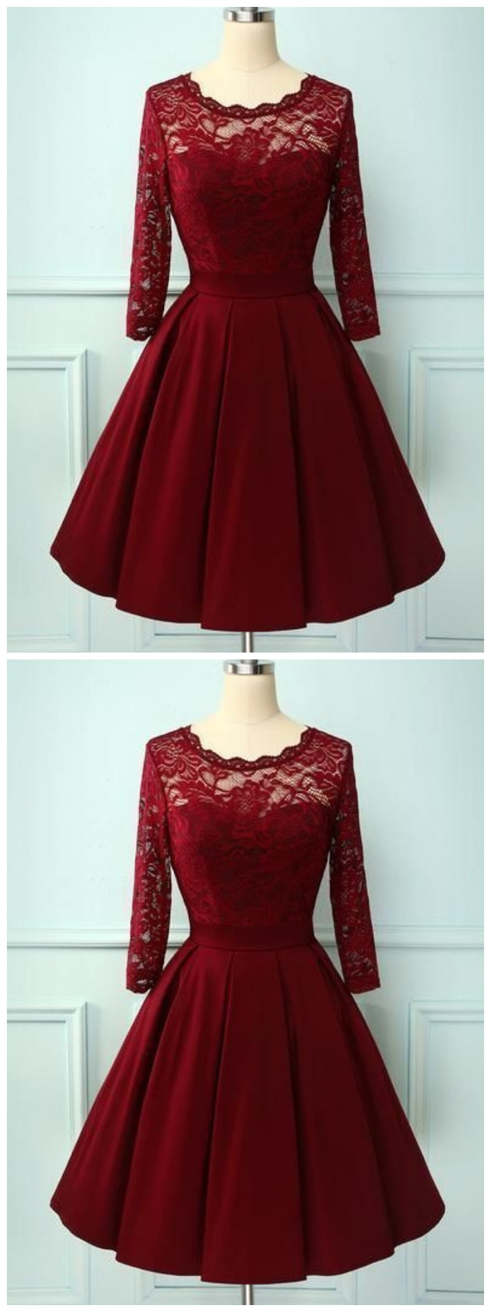 Burgundy short dress outlet with sleeves