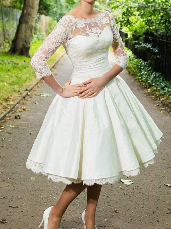 Tea Length 1950s Vintage Wedding Dress Country Short Wedding Dress WS059