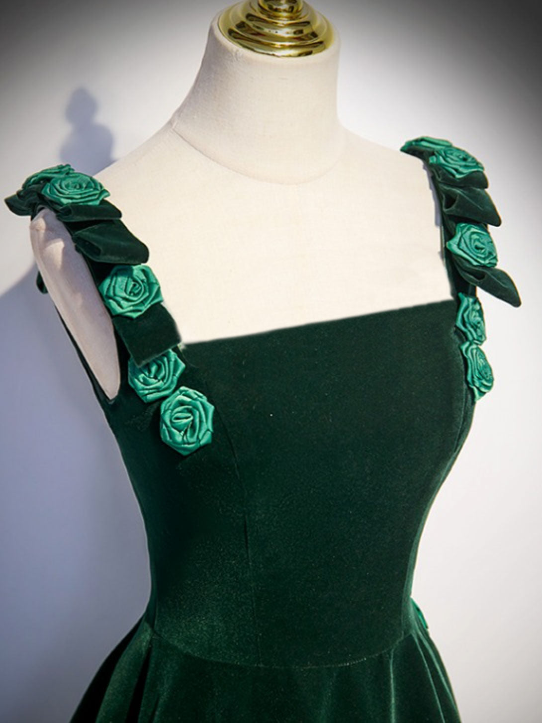 Emerald Green A-Line one of a factory kind Handmade Vintage Dress