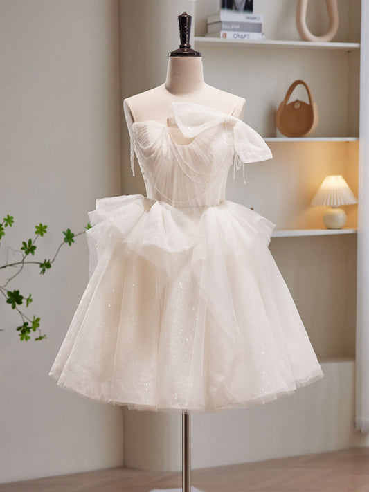 Sweet Strapless White Short Homecoming Dress  - DollyGown