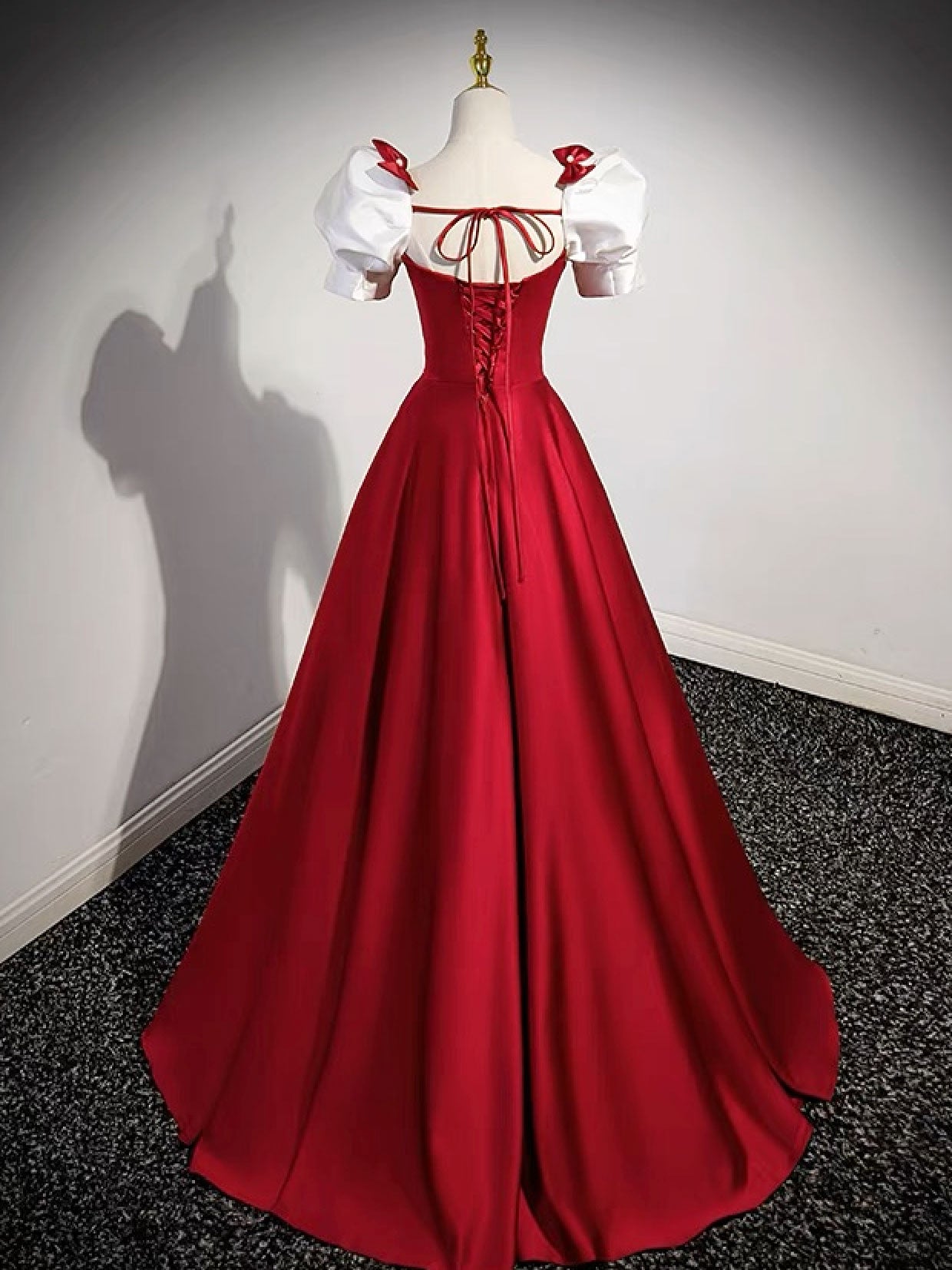 Red and white satin hot sale dress