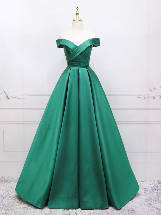 Classy Emerald Green Off The Shoulder Ball Gown Formal Dress Prom Dress - DollyGown