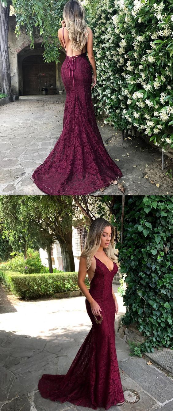 Burgundy mermaid dress prom best sale