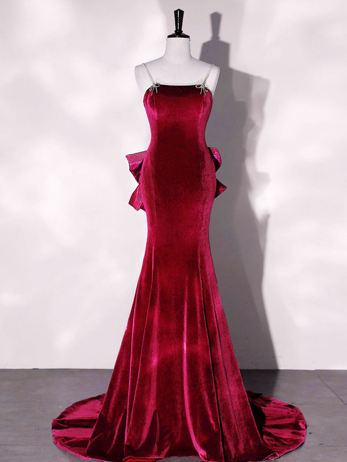 Red Velvet Mermaid Prom Dresses