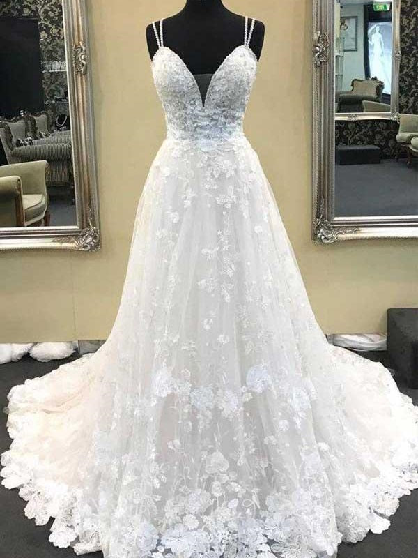 Best Delicate A-line Lace Appliques Celebrity Wedding Dress,GDC1234
