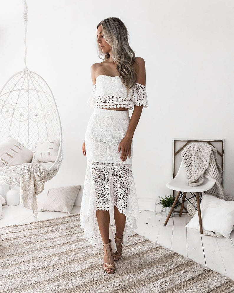 White lace clearance two piece dress