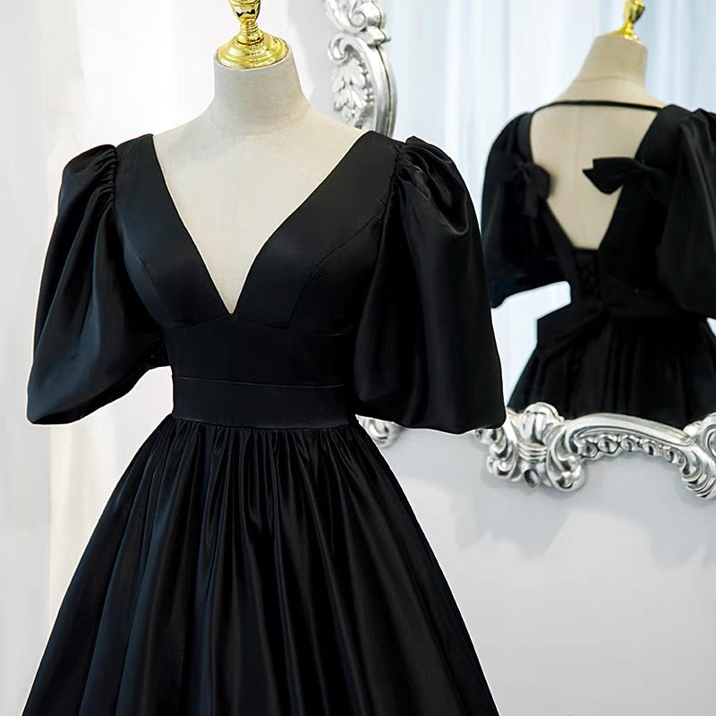 Silver Black Taffeta Party Dress