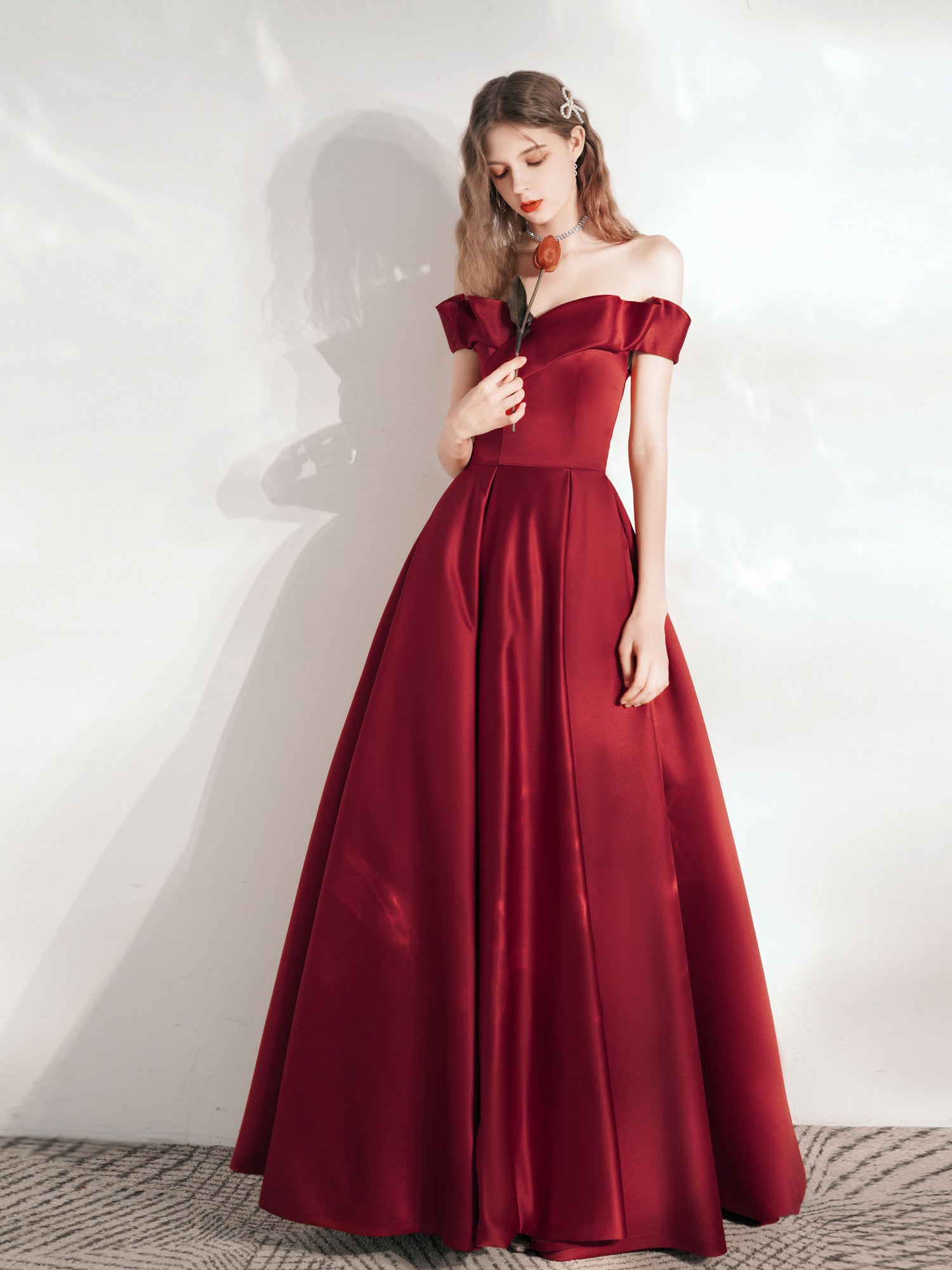 Red ball store gown with pockets