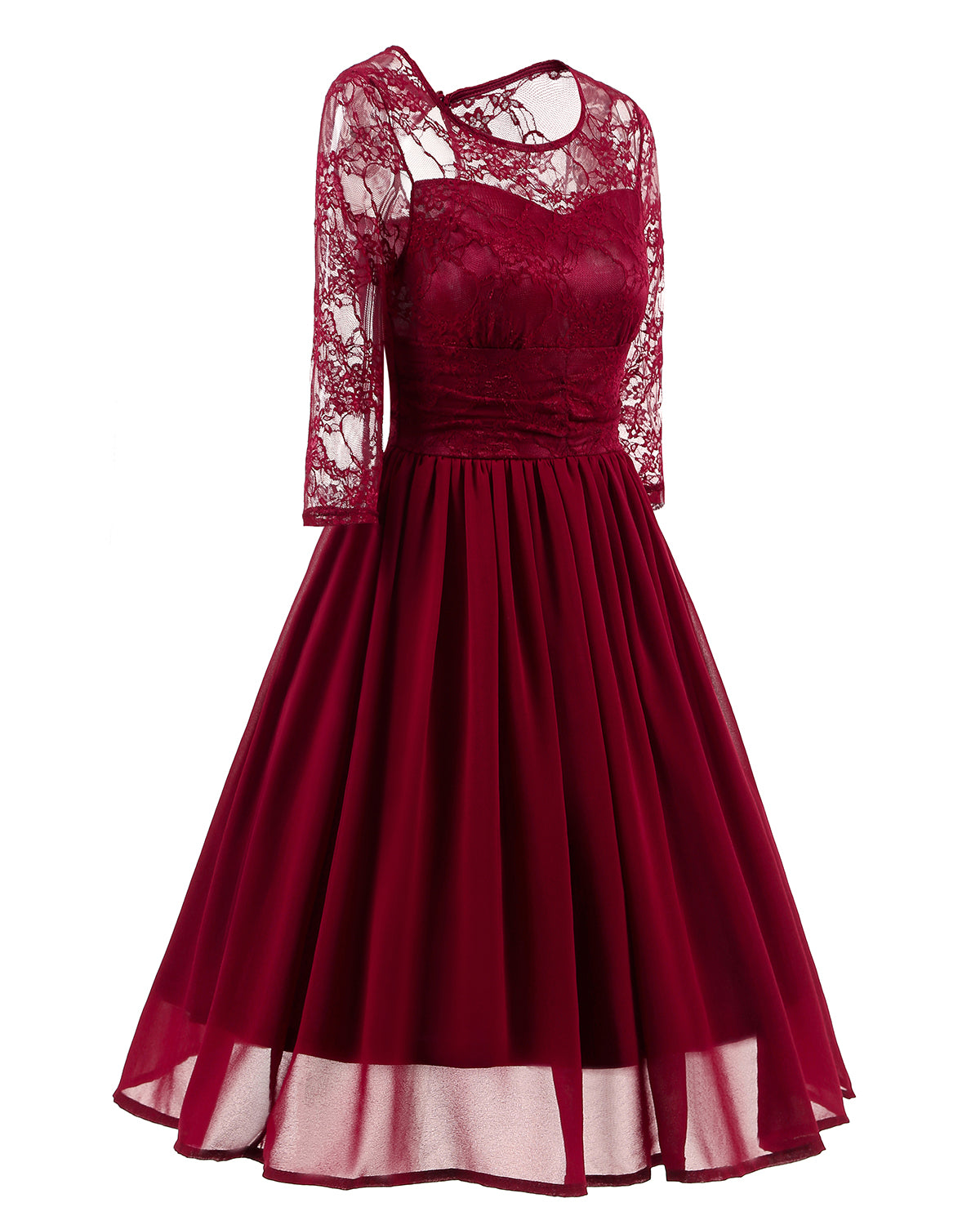 Classy Short Vintage Maroon Prom Dress with Sleeves