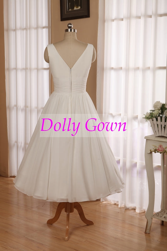 Romantic Simple 1950's Short Chiffon Vintage Wedding Dress | Short Pin ...