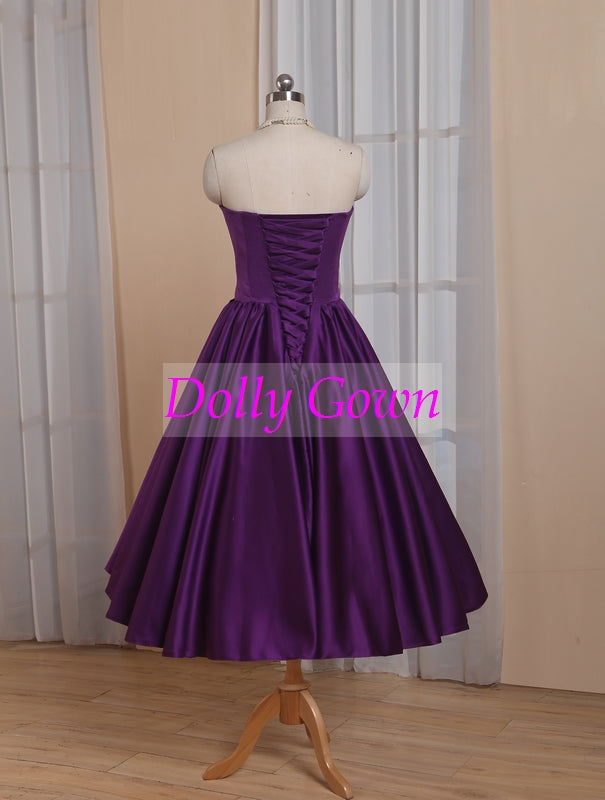 Purple tea length formal on sale dresses