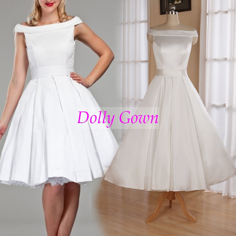 1950s Plus Size Vintage Polka Dot Short Wedding Dress