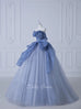 Dusty Blue Ball Gown Prom Dress