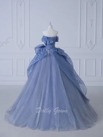 Dusty Blue Ball Gown Prom Dress