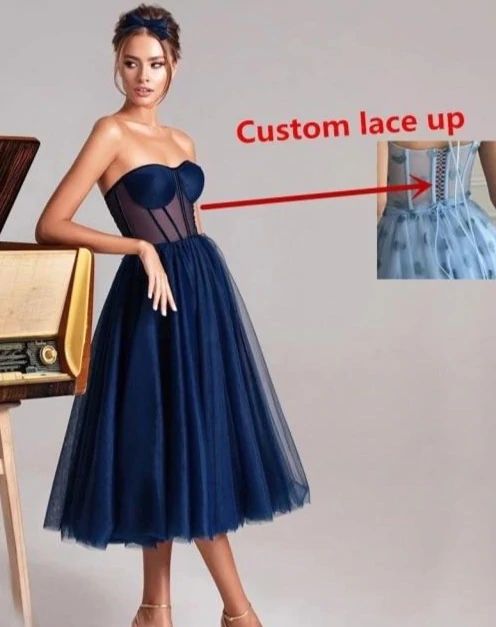 Cindy Tulle Midi - Cute Chic Corset Cups Tulle Formal Baby Blue Dress –  Runway Goddess
