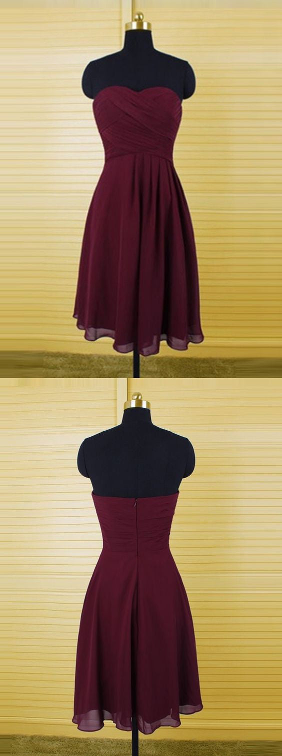 Short Maroon Bridesmaid Dresses