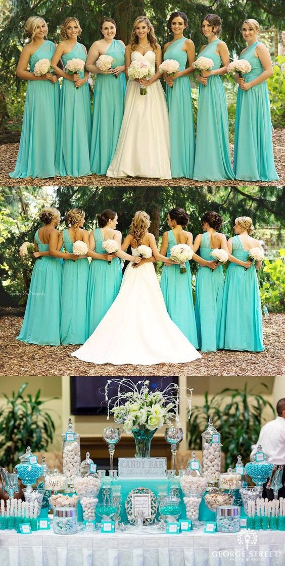 Turquoise and 2024 gold bridesmaid dresses