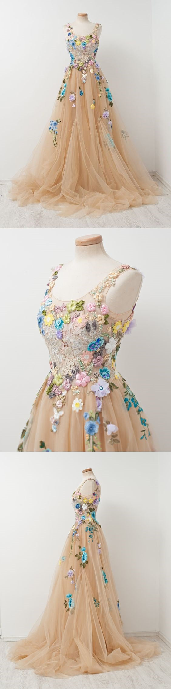 Floral Tulle Prom Dress