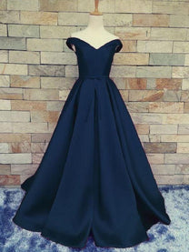 Navy Blue Prom Dress Ball Gown Prom Dress Long Prom Dress Off Shoulders ...