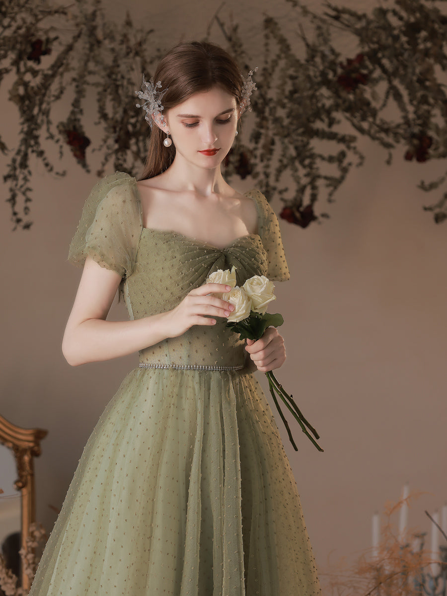 Sage green clearance tea length dress