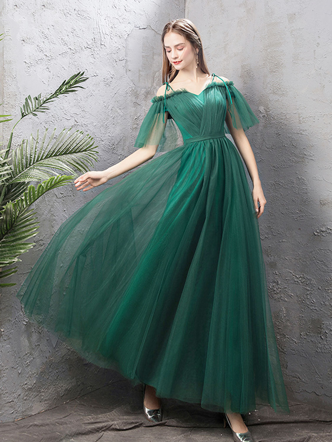 Hunter green formal long on sale dress